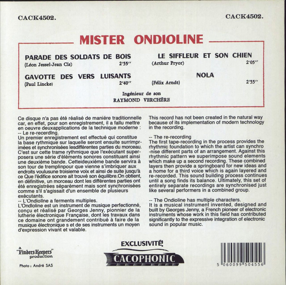 Jean-Jacques Perrey Mr. Ondioline UK 7" vinyl single (7 inch record / 45) 5060099504556