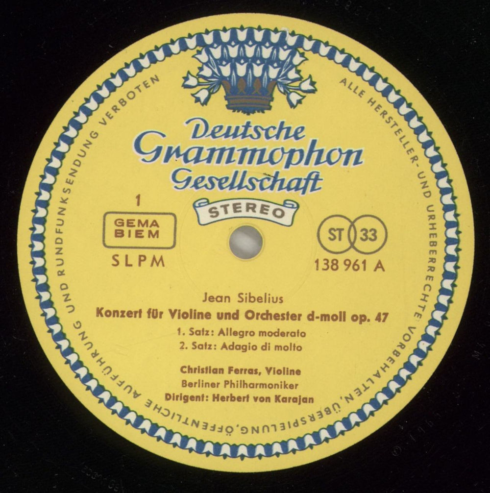 Jean Sibelius Sibelius: Violinkonzert - Finlandia German vinyl LP album (LP record) SE3LPSI875186