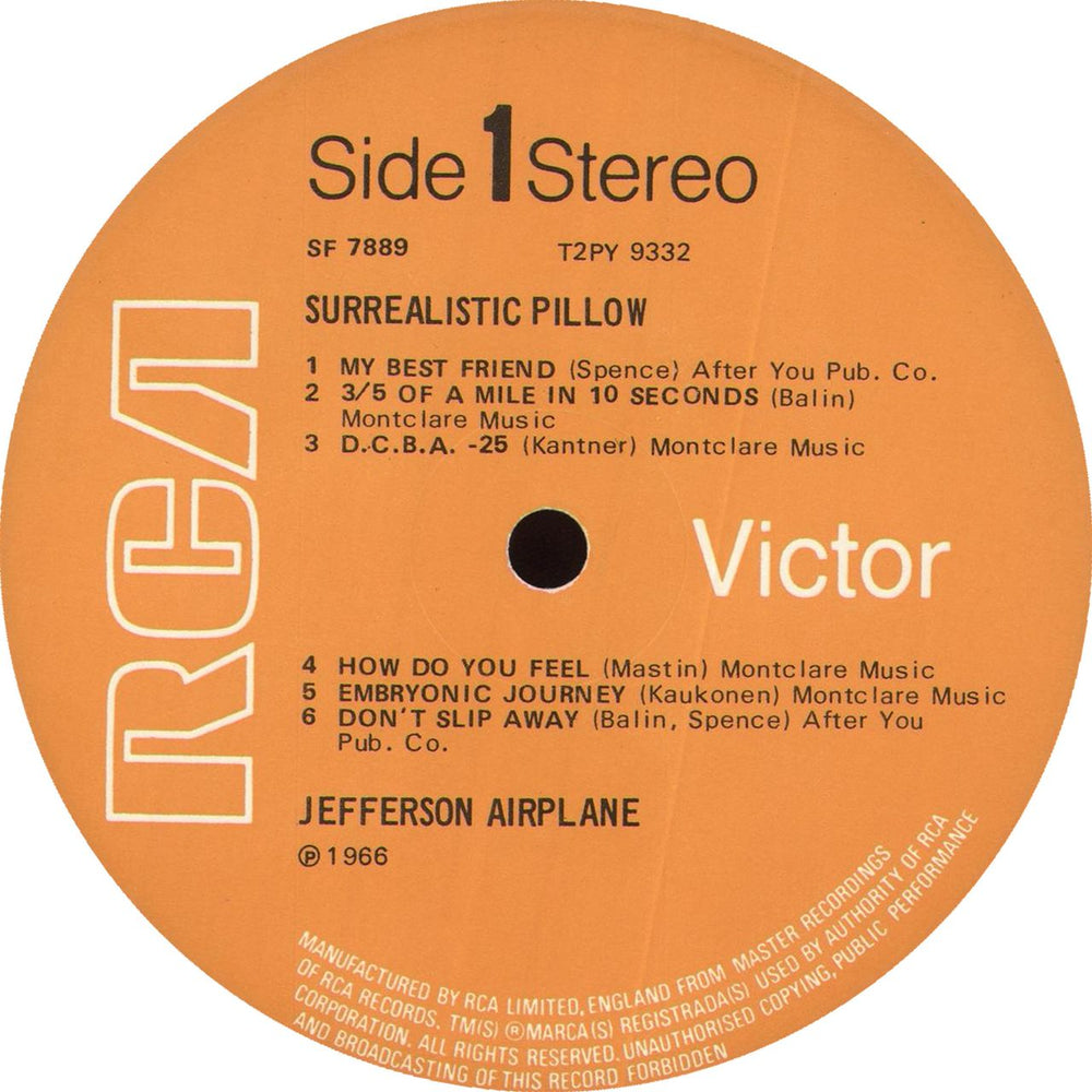 Jefferson Airplane Surrealistic Pillow UK vinyl LP album (LP record) JEFLPSU189593