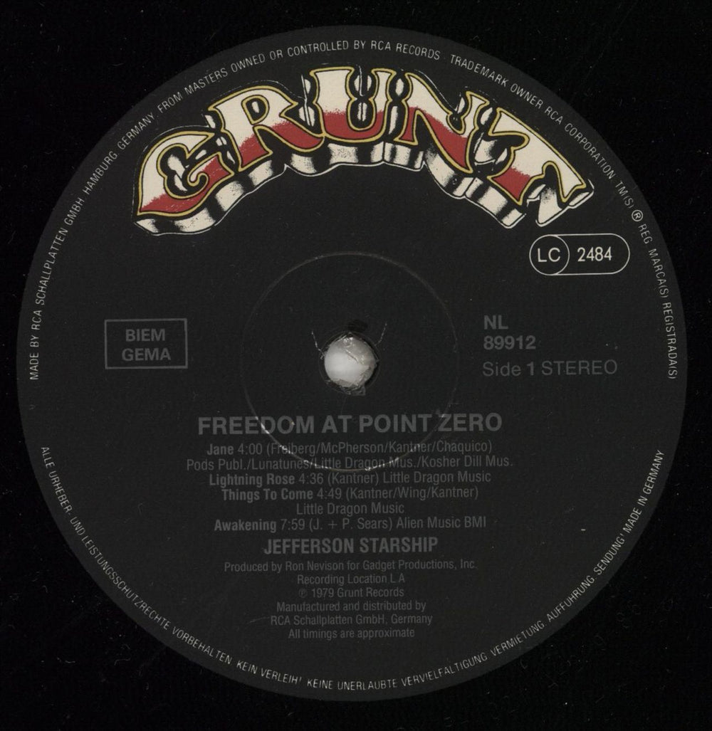 Jefferson Starship Freedom At Point Zero German vinyl LP album (LP record) JFSLPFR690340
