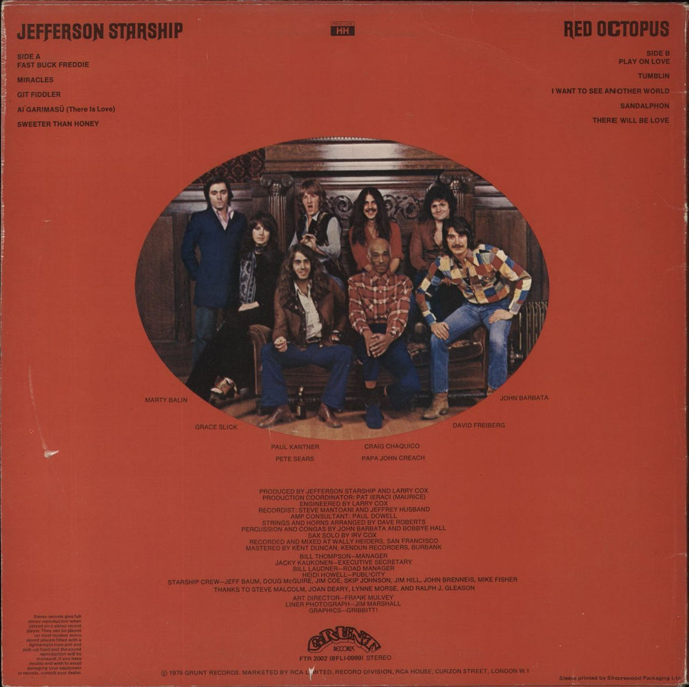 Jefferson Starship Red Octopus UK vinyl LP album (LP record)