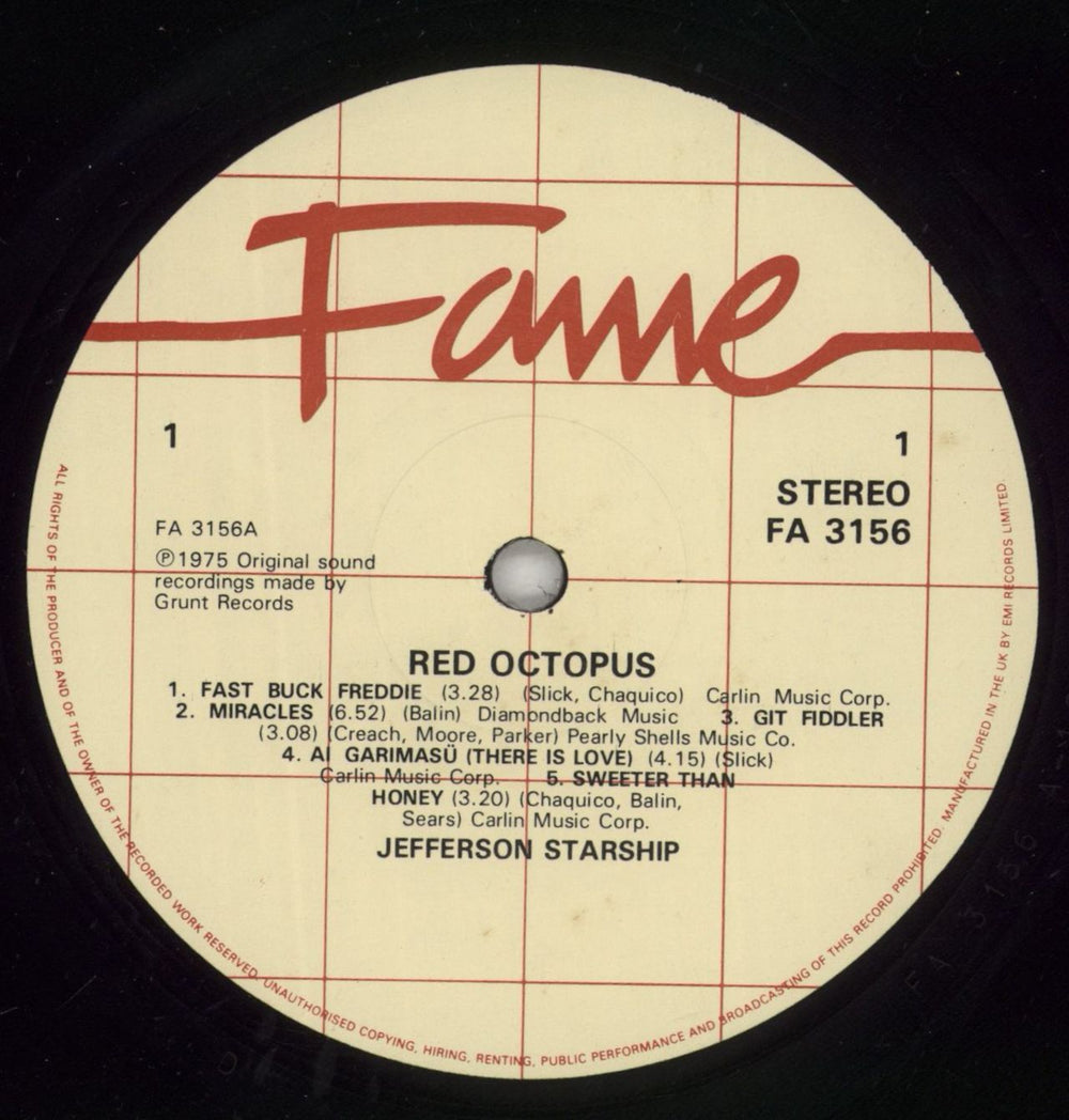 Jefferson Starship Red Octopus UK vinyl LP album (LP record) JFSLPRE230101