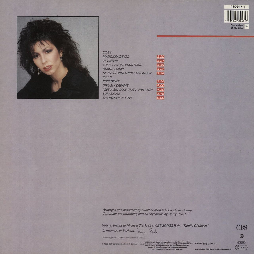 Jennifer Rush Jennifer Rush (International Version) UK vinyl LP album (LP record) 5099746094713