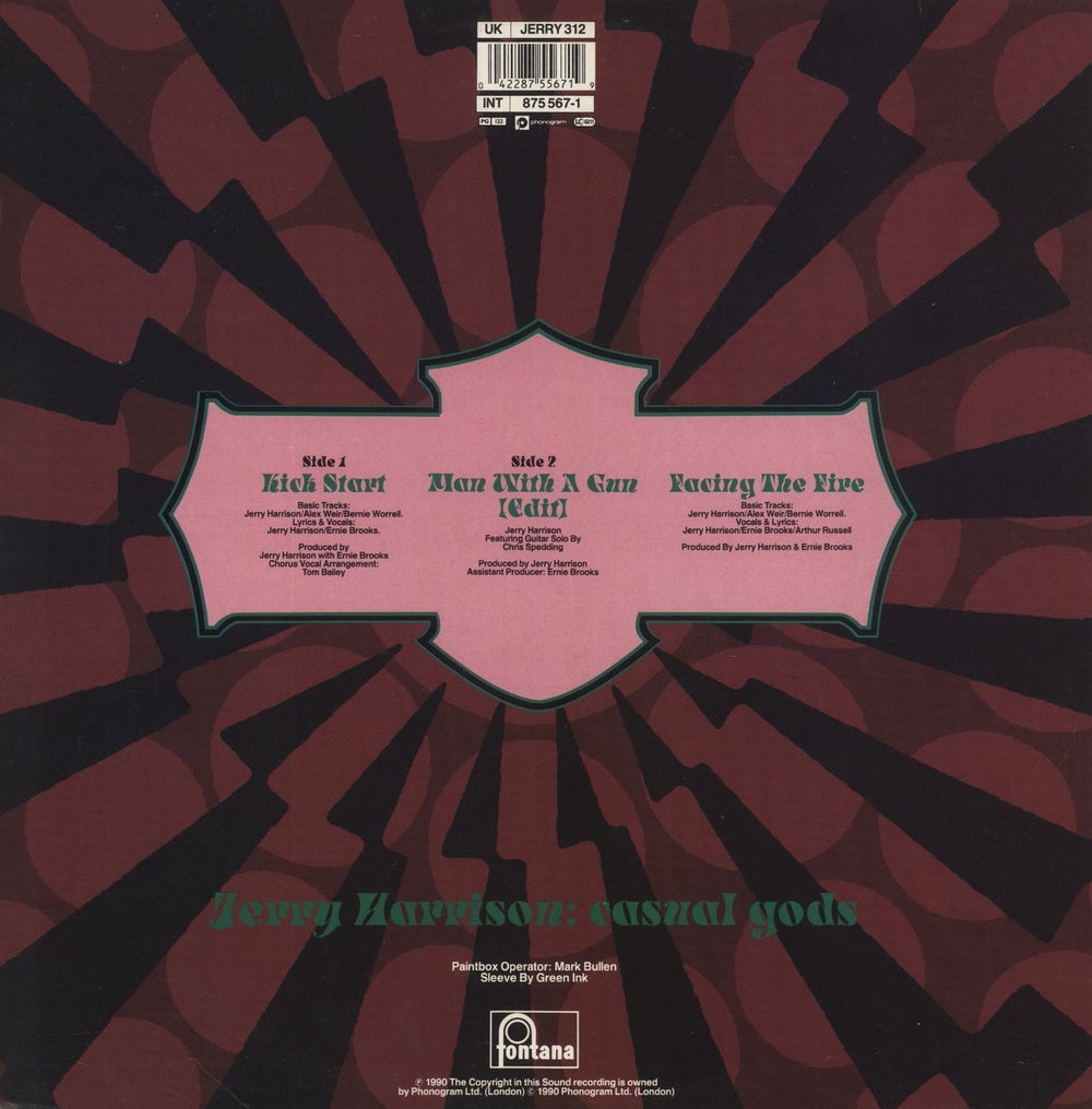 Jerry Harrison Kick Start UK 12" vinyl single (12 inch record / Maxi-single) 042287556719