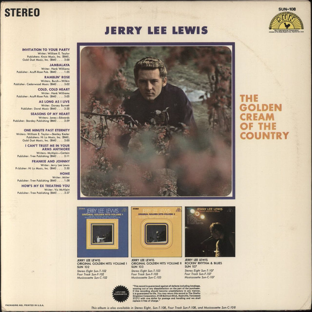 Jerry Lee Lewis The Golden Cream Of The Country US vinyl LP album (LP record)