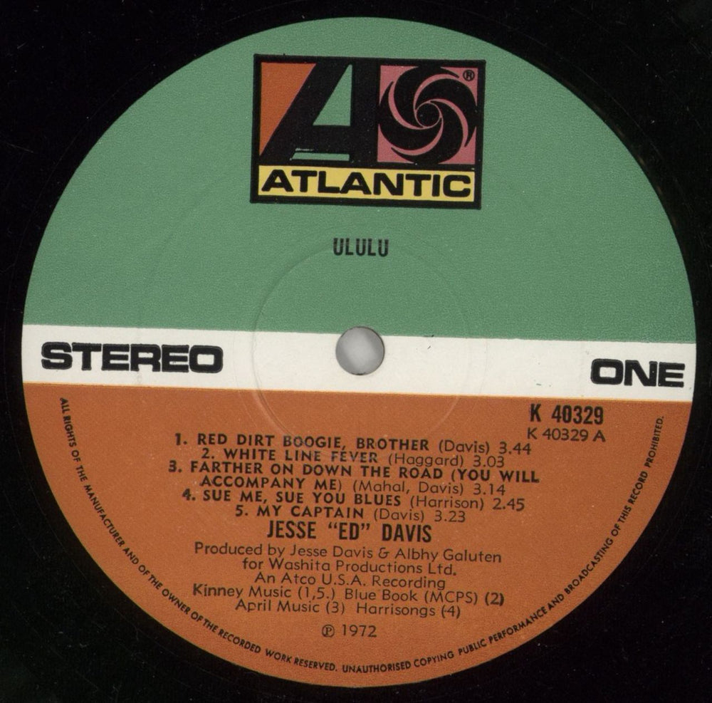 Jesse 'Ed' Davis Ululu - EX UK vinyl LP album (LP record) JDVLPUL712824