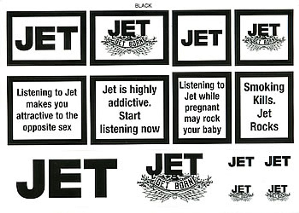 Jet Get Born - Sticker Set UK Promo memorabilia PROMO STICKERS