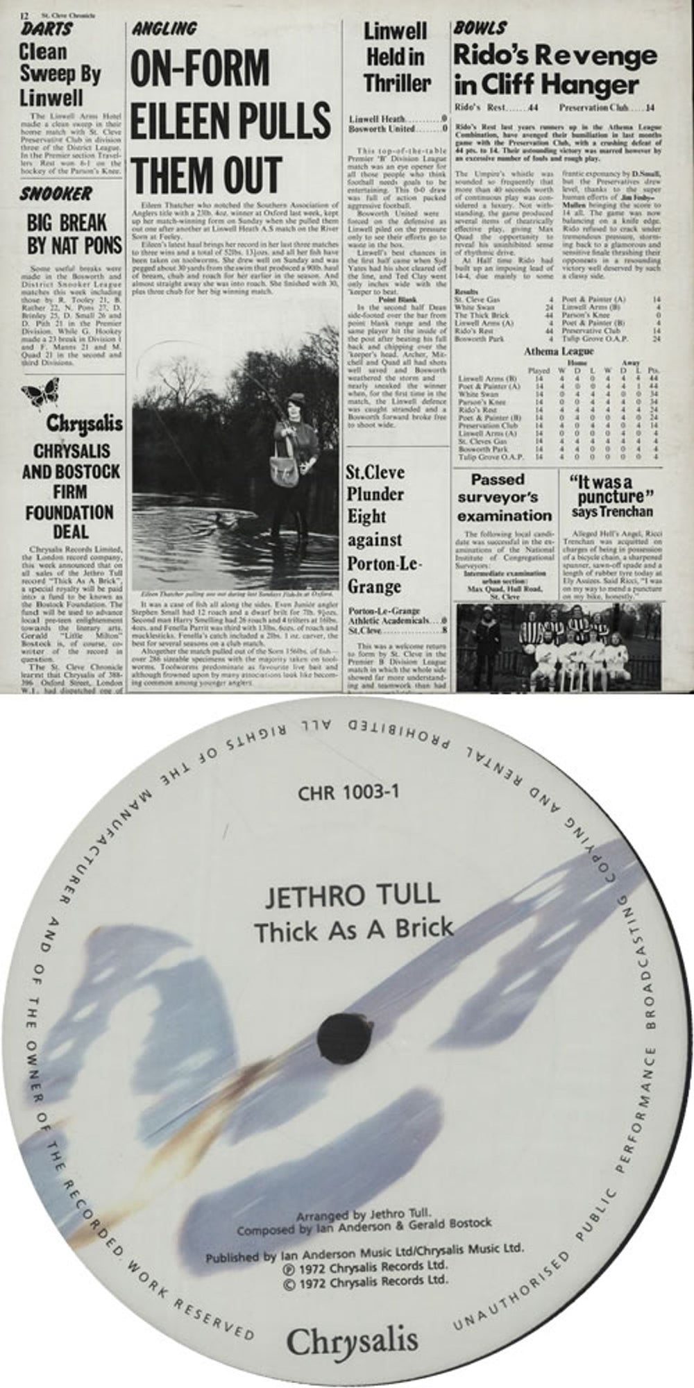 Jethro Tull Thick As A Brick - Late 80's UK vinyl LP album (LP record) TULLPTH639273