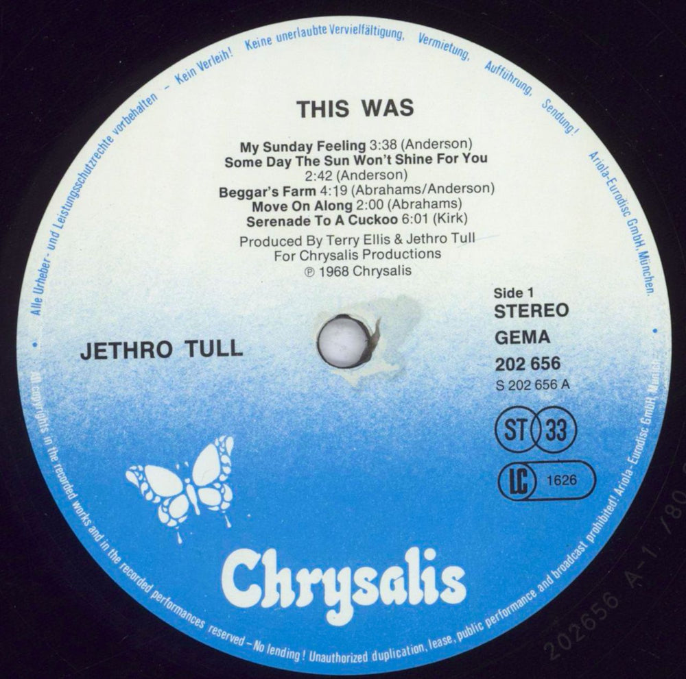 Jethro Tull This Was German vinyl LP album (LP record) TULLPTH833018