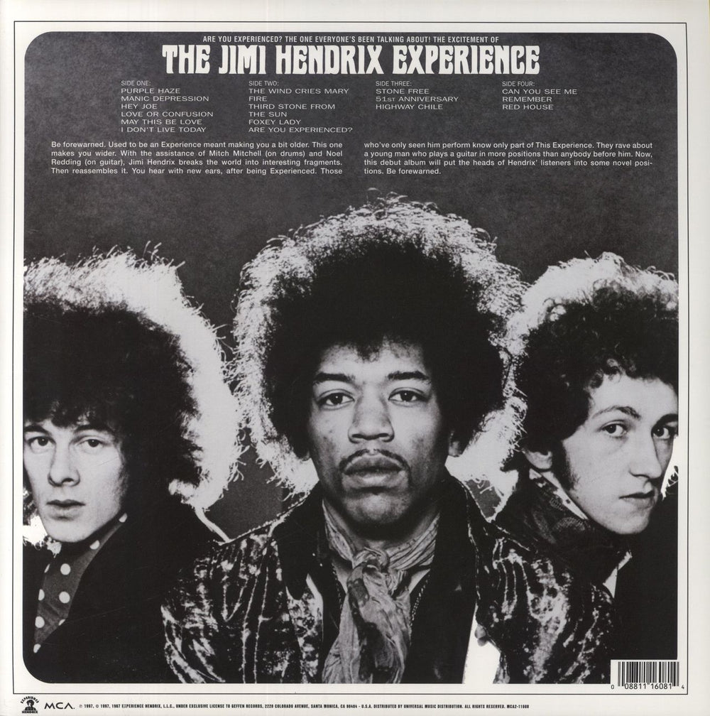 Jimi Hendrix Are You Experienced - 180gm - Sealed + Silver Hype Sticker US 2-LP vinyl record set (Double LP Album) 008811160814