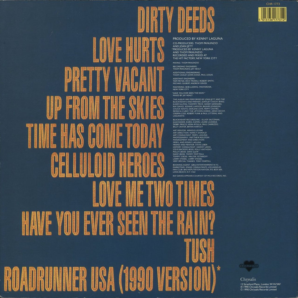 Joan Jett The Hit List UK vinyl LP album (LP record) 5013136177312