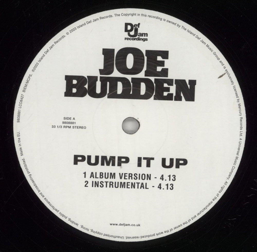 Joe Budden Pump It Up UK 12" vinyl single (12 inch record / Maxi-single) J/B12PU856546