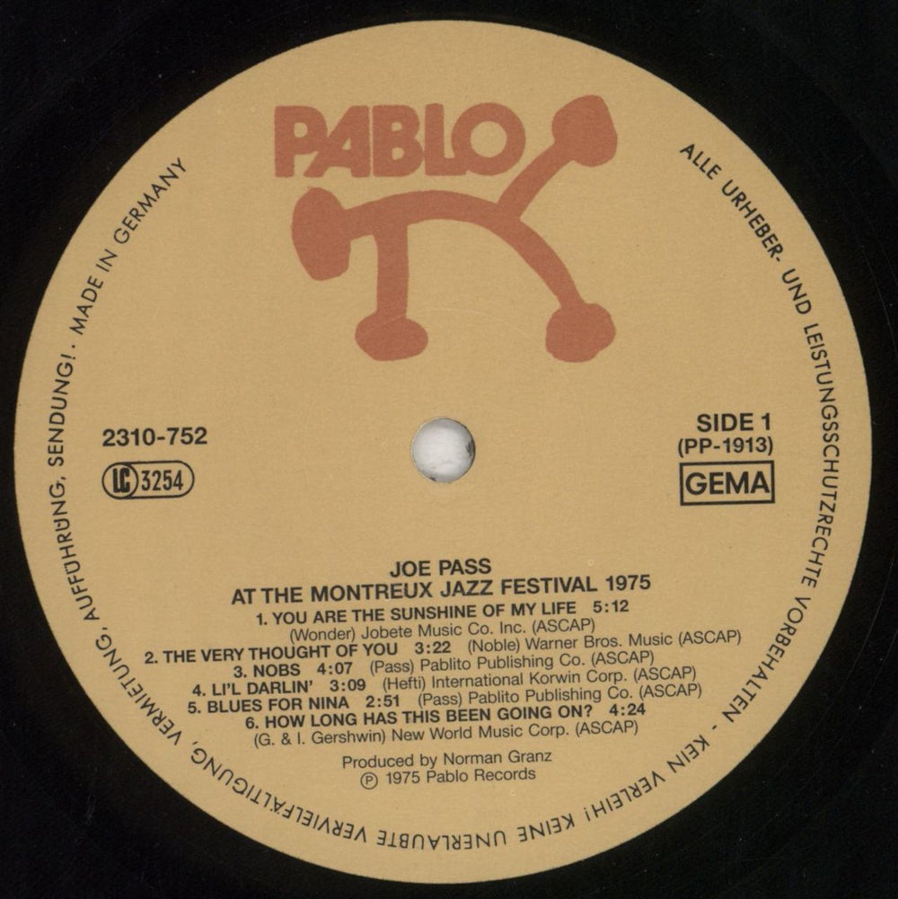 Joe Pass At The Montreux Jazz Festival 1975 German vinyl LP album (LP record) JP5LPAT851296