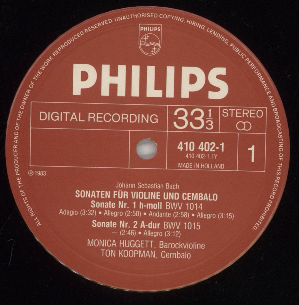 Johann Sebastian Bach 6 Violin Sonatas UK 2-LP vinyl record set (Double LP Album) JHH2LVI860653