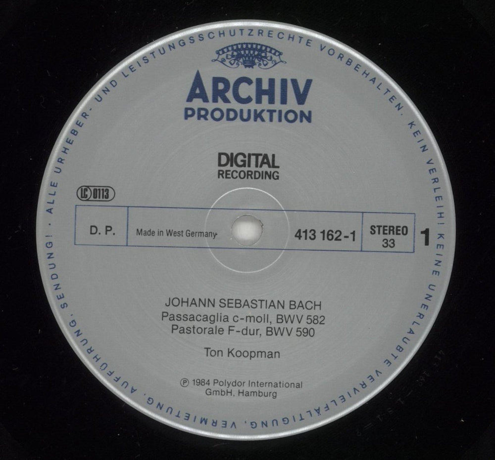 Johann Sebastian Bach Organ Works - Passacaglia BWV 582 / Pastorale BWV 590 / Canzona BWV 588 / Allabreve BWV 589 German vinyl LP album (LP record) JHHLPOR863943