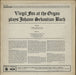 Johann Sebastian Bach Organ Works UK vinyl LP album (LP record)