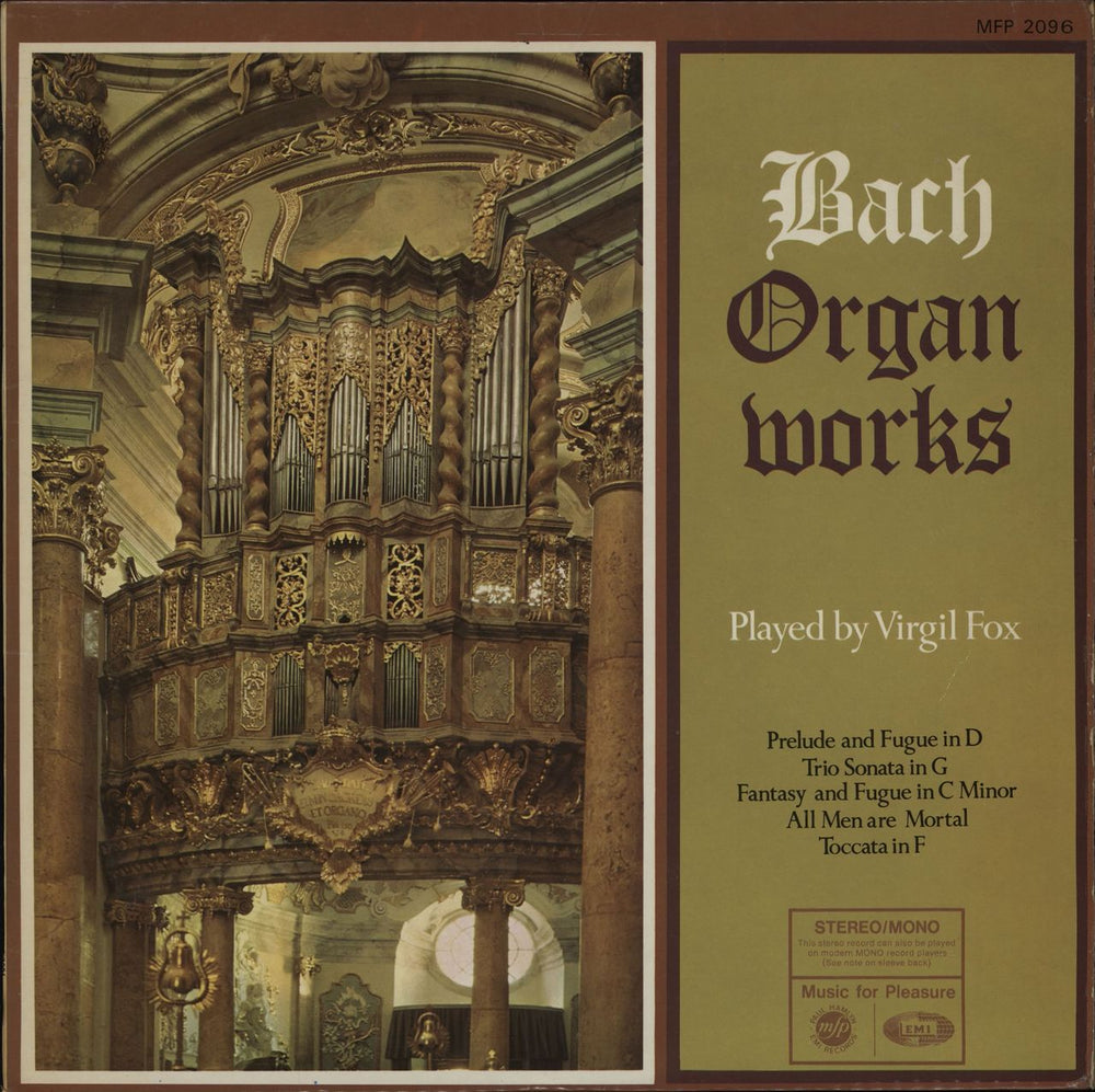 Johann Sebastian Bach Organ Works UK vinyl LP album (LP record) MFP2096