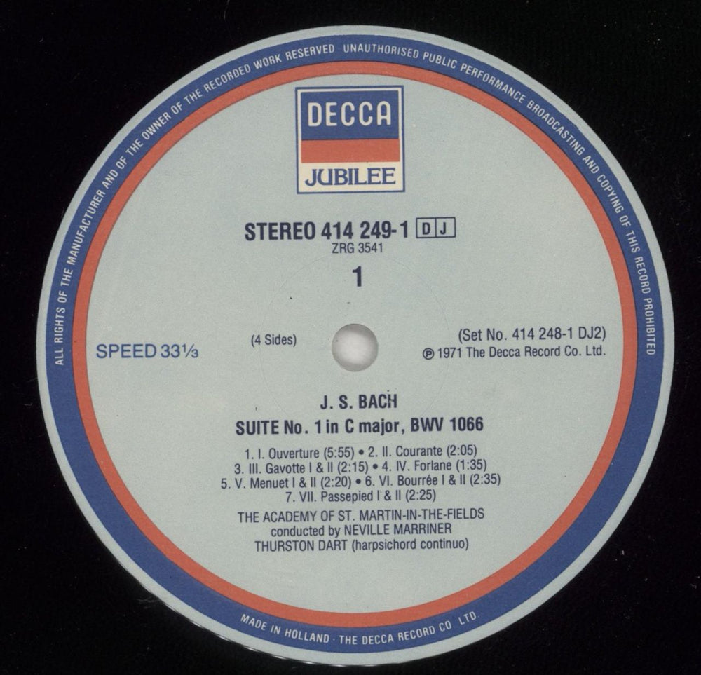 Johann Sebastian Bach Suites 1-4 UK 2-LP vinyl record set (Double LP Album) JHH2LSU878688