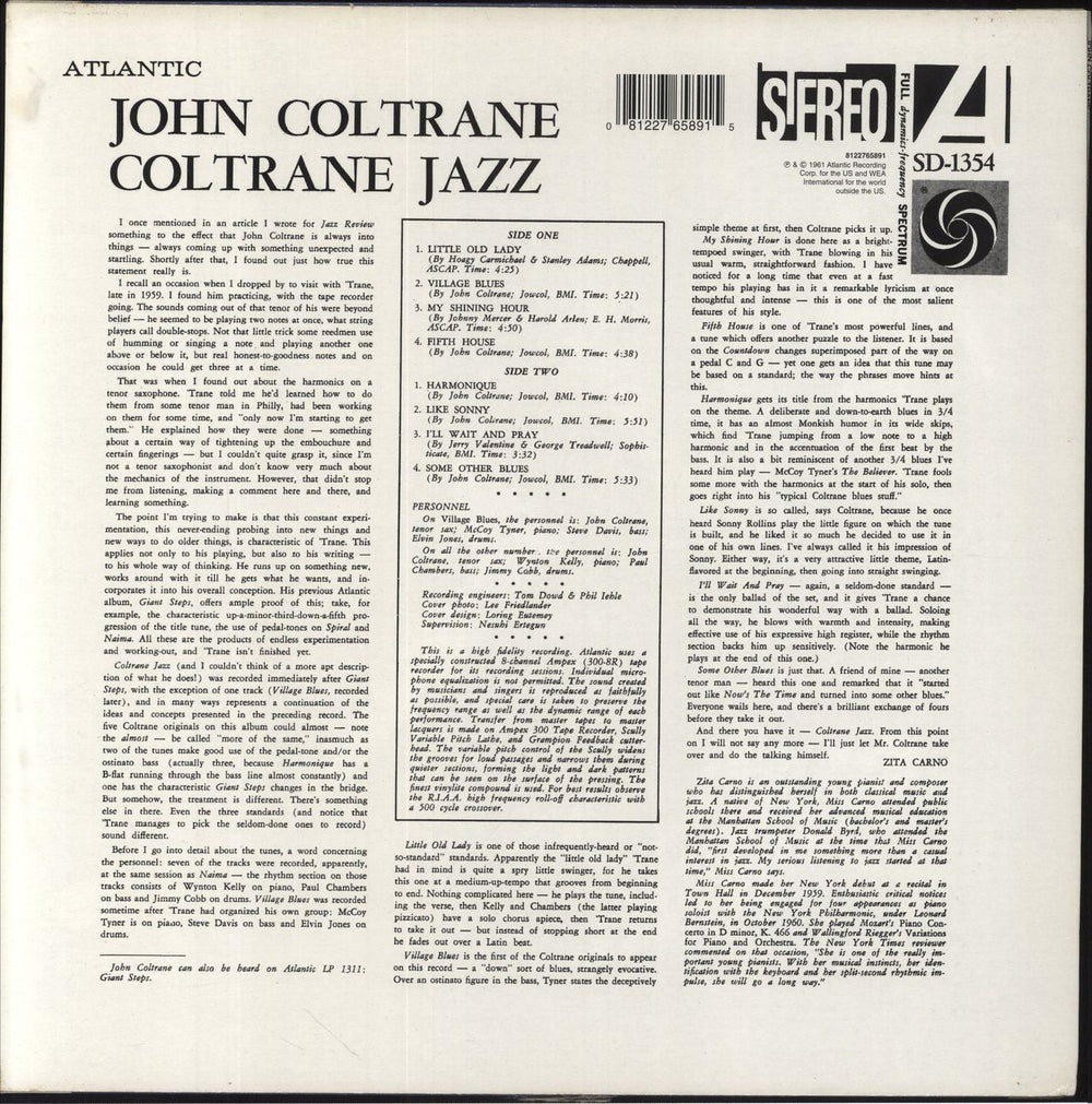 John Coltrane Coltrane Jazz UK vinyl LP album (LP record) 081227658915