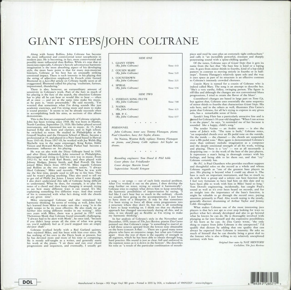 John Coltrane Giant Steps - 180gm - Sealed UK vinyl LP album (LP record) 889397285715