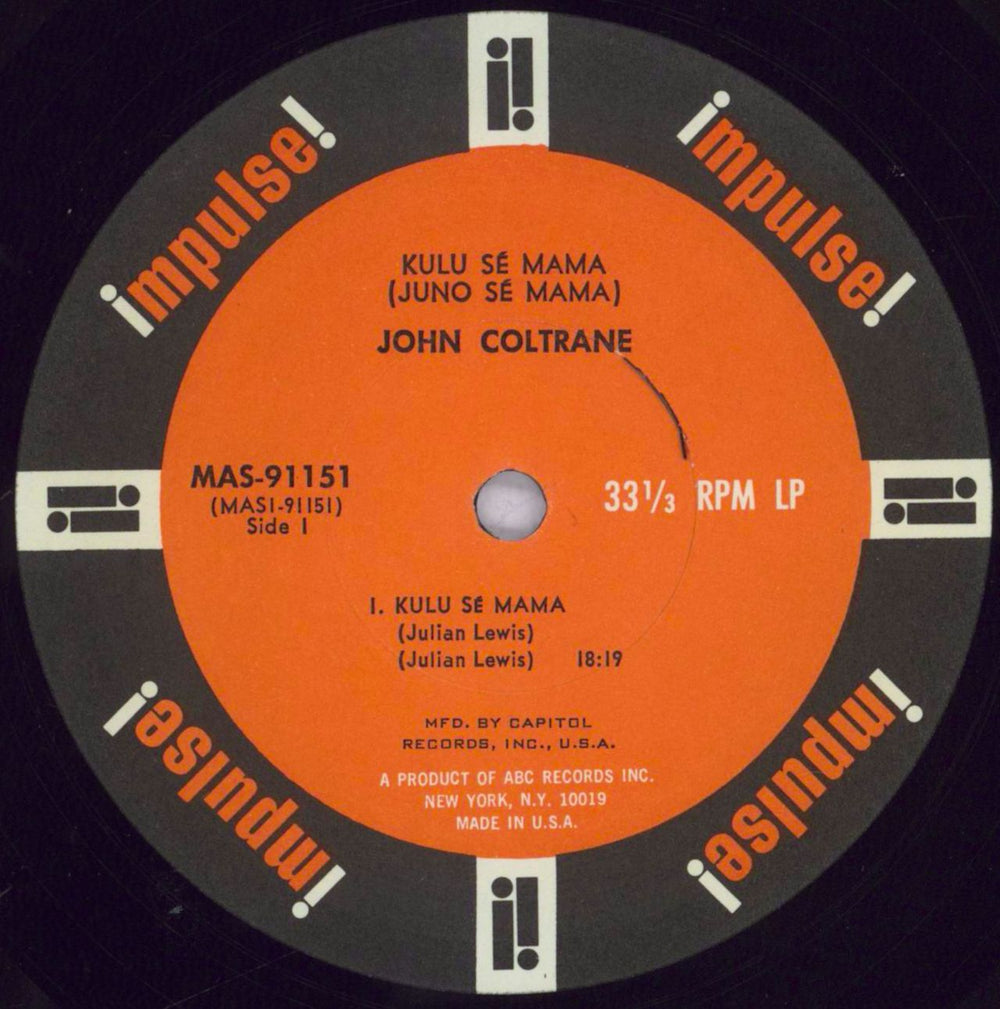 John Coltrane Kulu Se Mama - Capitol Record Club Edition - Mono - VG French vinyl LP album (LP record) JCOLPKU832766