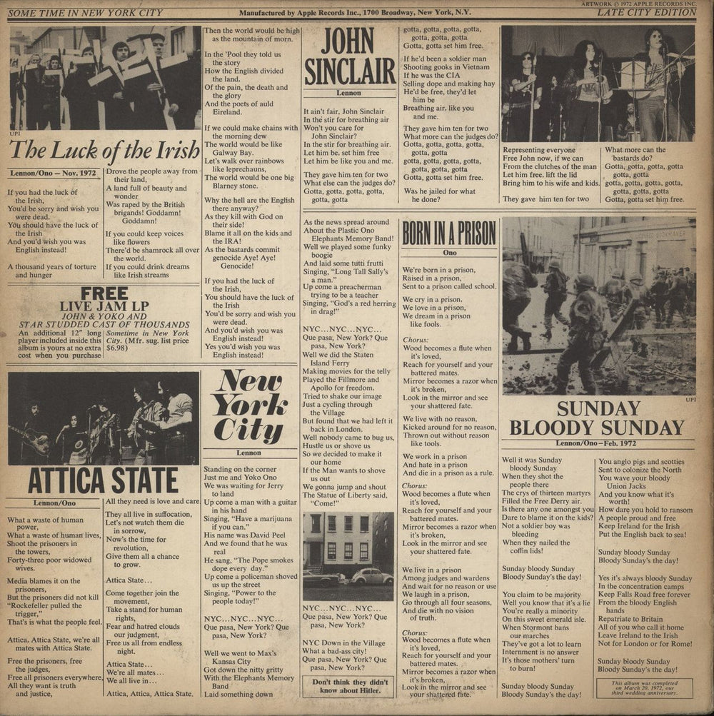 John Lennon Some Time In New York City + P/card + Army Inner & Petition US 2-LP vinyl record set (Double LP Album)
