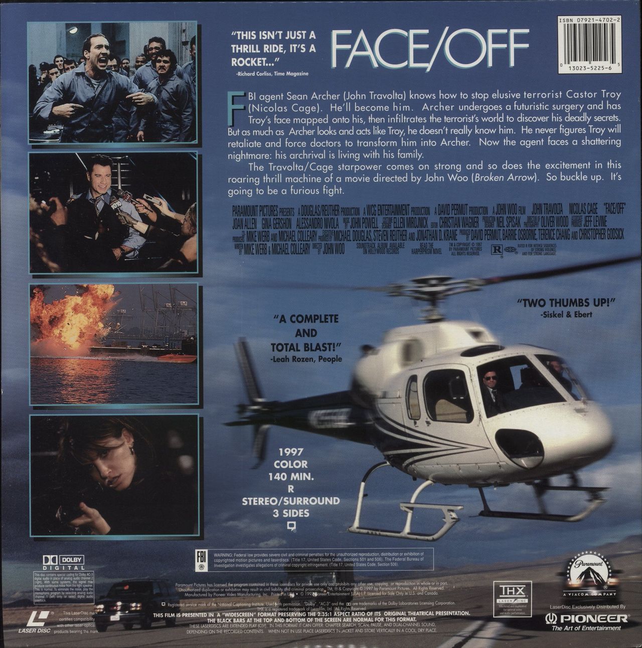 John Travolta Face/Off US laserdisc / lazerdisc