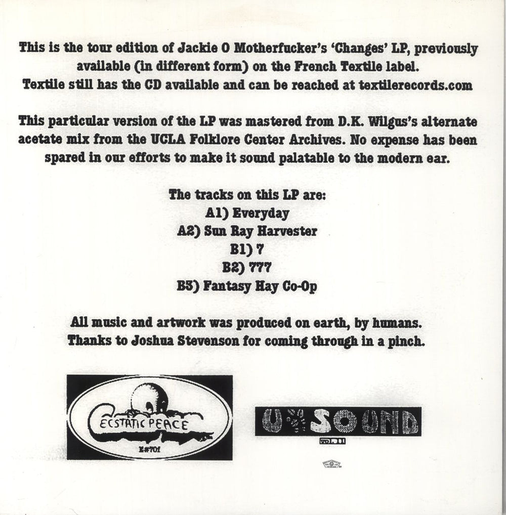 JOMF Change - Tour Edition US 12" vinyl single (12 inch record / Maxi-single)