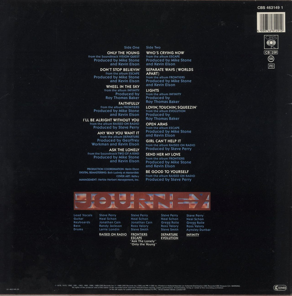 Journey Greatest Hits Dutch vinyl LP album (LP record) 5099746314910