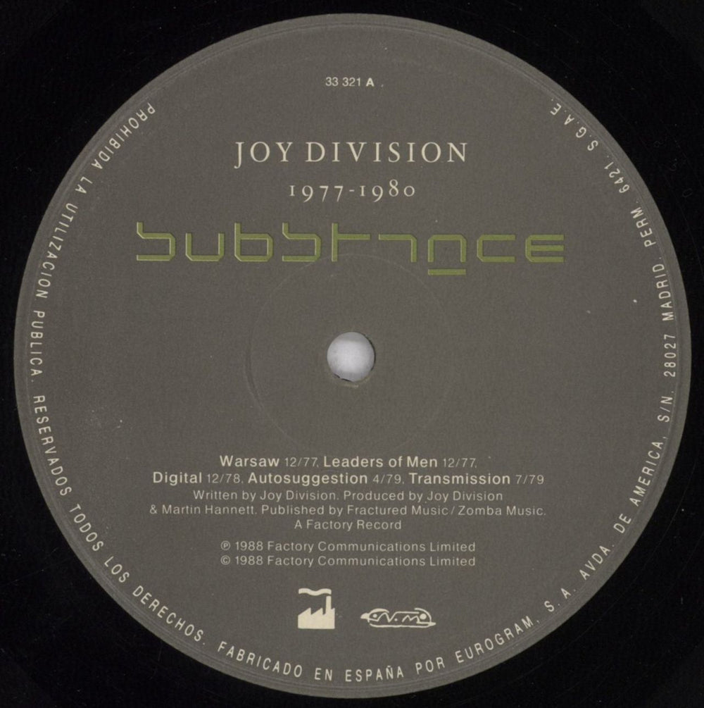 Joy Division Substance 1977-1980 Spanish vinyl LP album (LP record) JOYLPSU840689