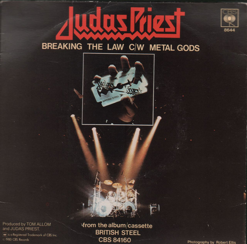 Judas Priest Breaking The Law UK 7" vinyl single (7 inch record / 45) JUD07BR47617