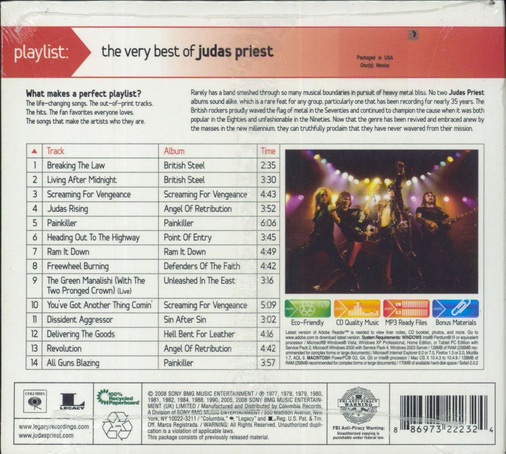 Judas Priest Playlist: The Very Best Of Judas Priest - Sealed US CD album (CDLP) 886973222324