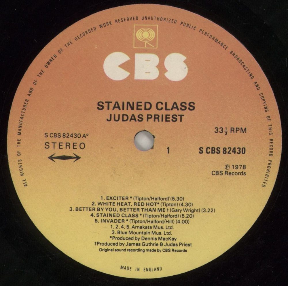 Judas Priest Stained Class - VG UK vinyl LP album (LP record) JUDLPST746032