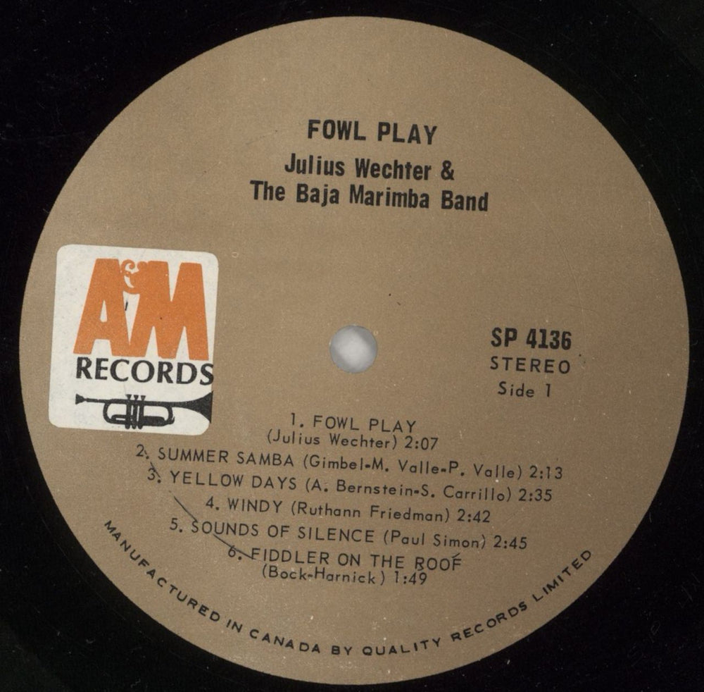 Julius Wechter Fowl Play US vinyl LP album (LP record) 9Y8LPFO869965
