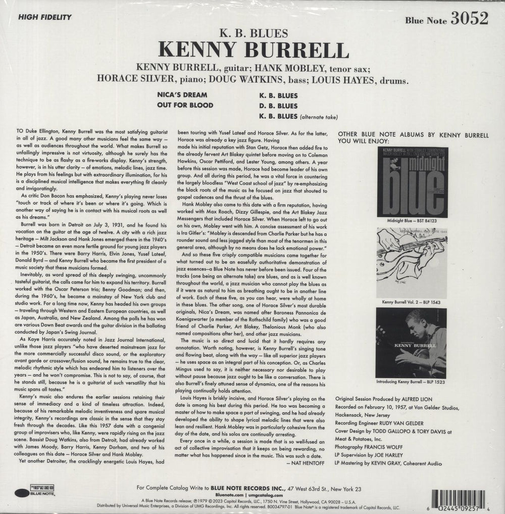 Kenny Burrell K. B. Blues - 180gm - Tone Poet Series - Sealed UK vinyl LP album (LP record) 602445092574