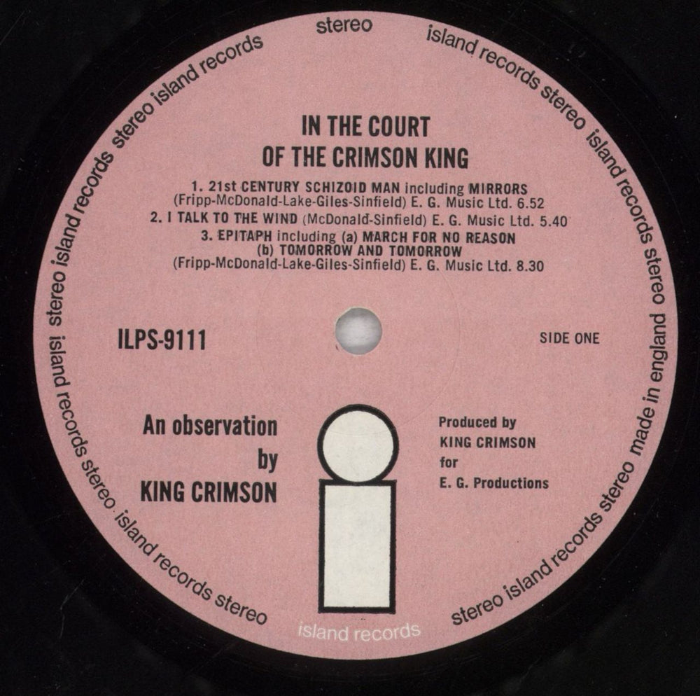 King Crimson In The Court Of The Crimson King - 1st UK vinyl LP album (LP record) KNCLPIN60629