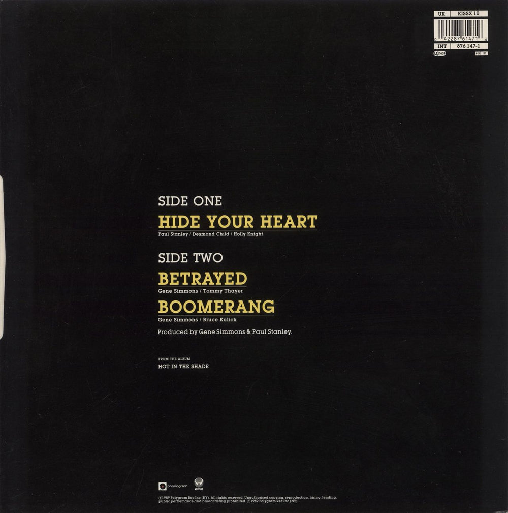 Kiss Hide Your Heart UK 12" vinyl single (12 inch record / Maxi-single) 042287614716