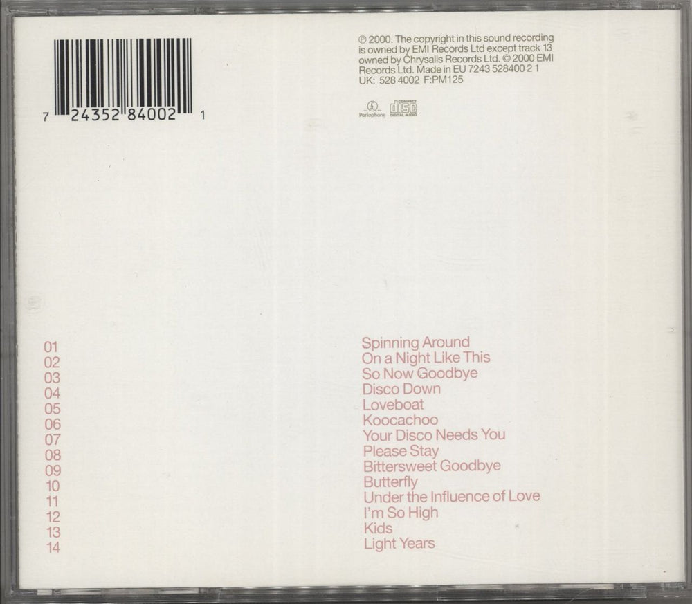 Kylie Minogue Light Years UK CD album (CDLP) 724352840021