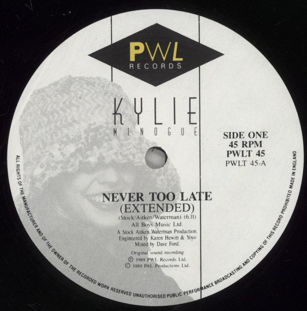 Kylie Minogue Never Too Late UK 12" vinyl single (12 inch record / Maxi-single) KYL12NE19993