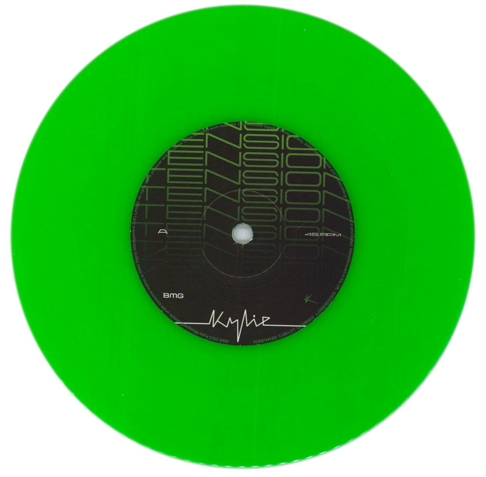 Kylie Minogue Tension - Fluorescent Green Vinyl UK 7" vinyl single (7 inch record / 45) KYL07TE839733