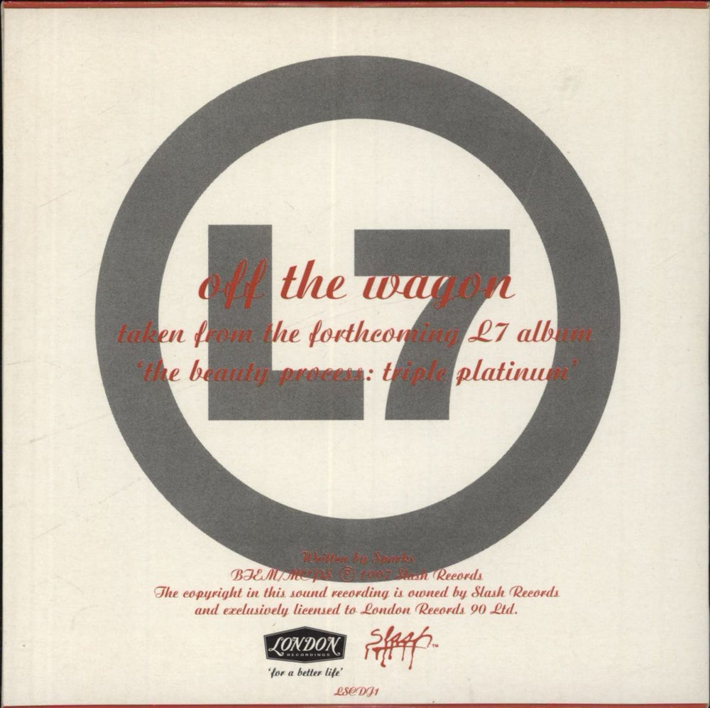 L7 Off The Wagon UK Promo CD single (CD5 / 5")