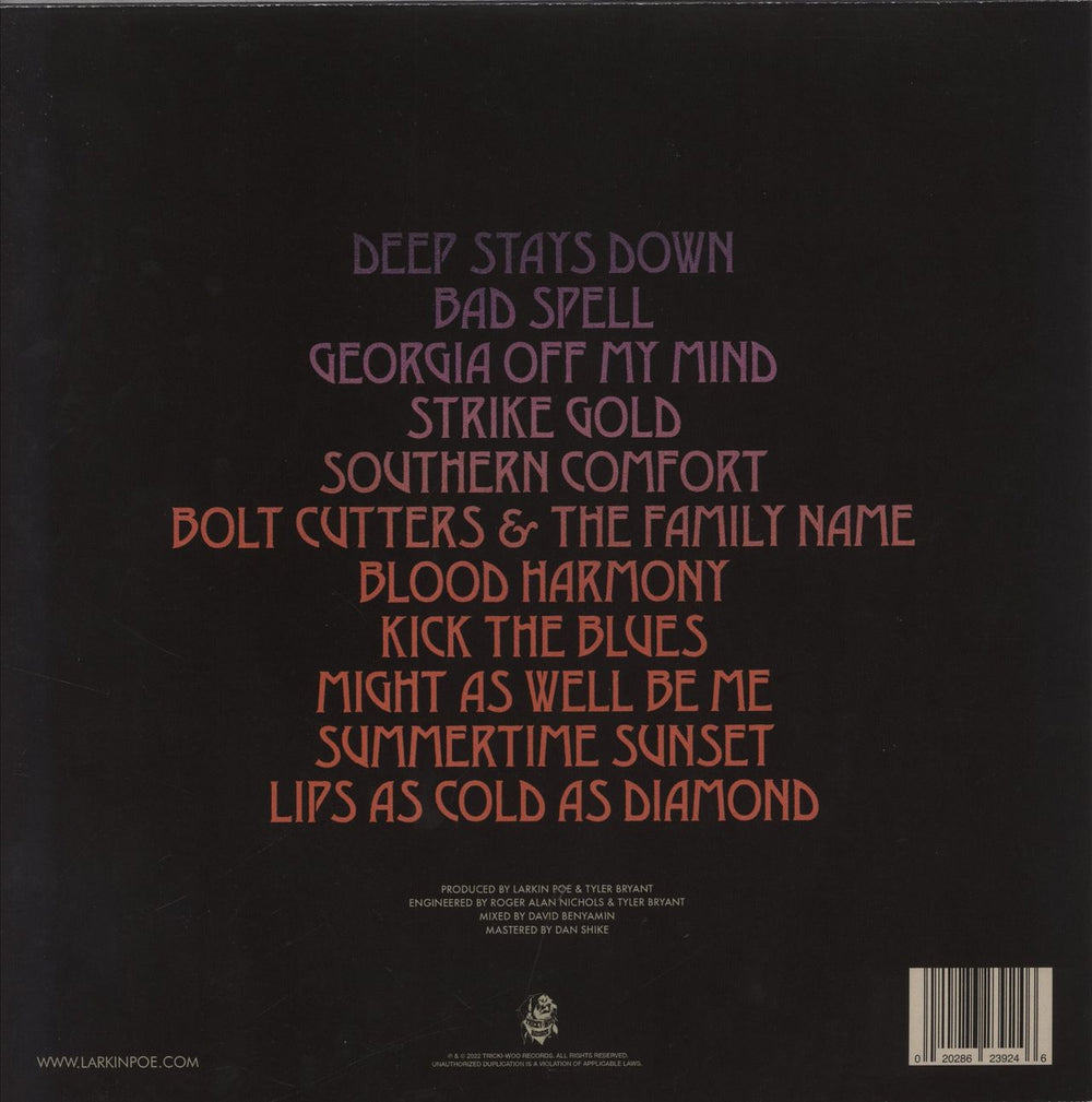 Larkin Poe Blood Harmony UK vinyl LP album (LP record) 020286239246