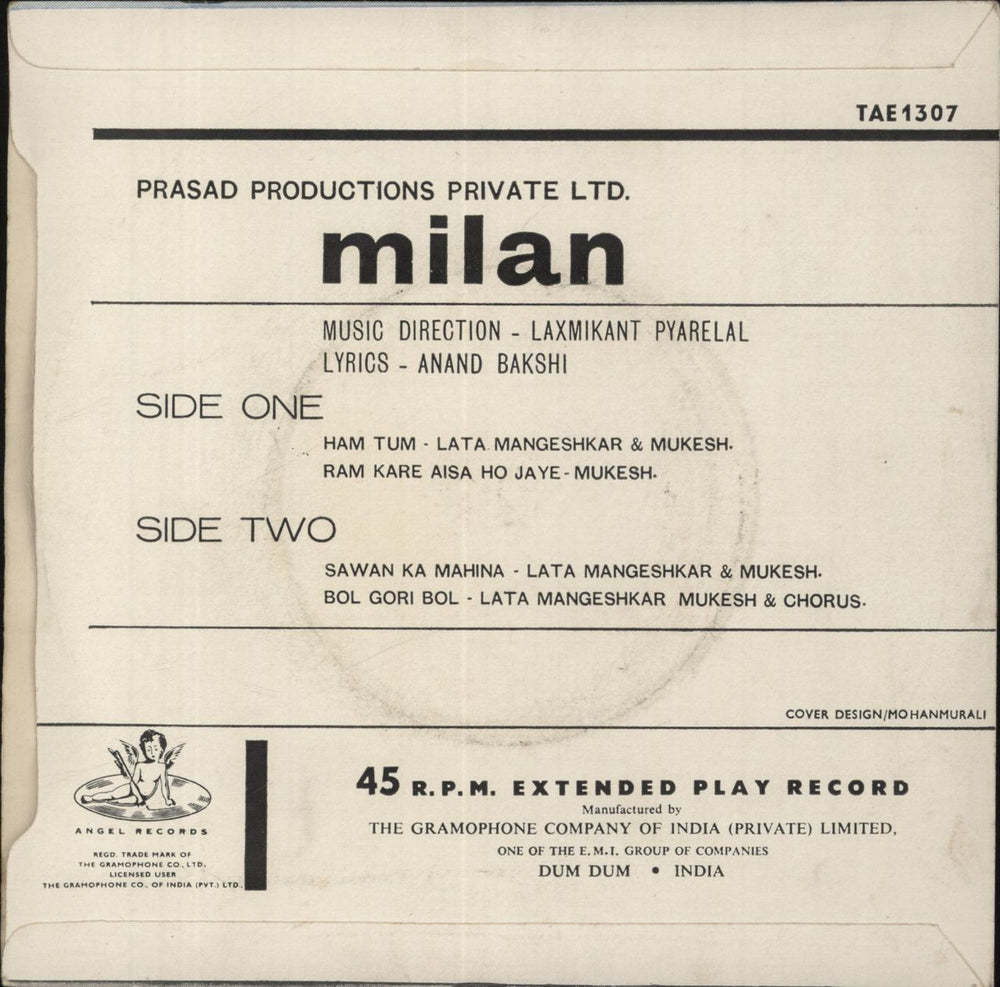 Laxmikant-Pyarelal Milan Indian 7" vinyl single (7 inch record / 45)