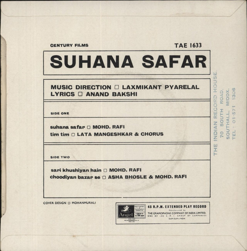 Laxmikant-Pyarelal Suhana Safar Indian 7" vinyl single (7 inch record / 45)