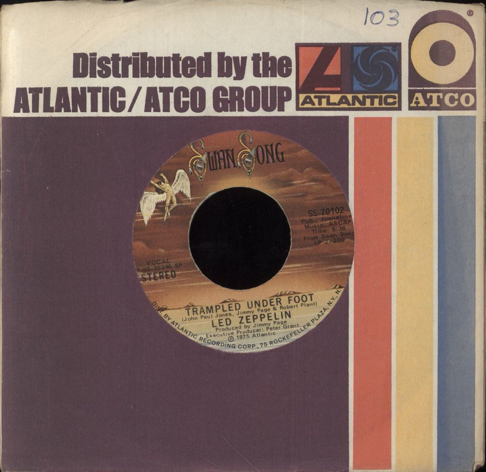 Led Zeppelin Trampled Under Foot - 1st US 7" vinyl single (7 inch record / 45) SS-70102