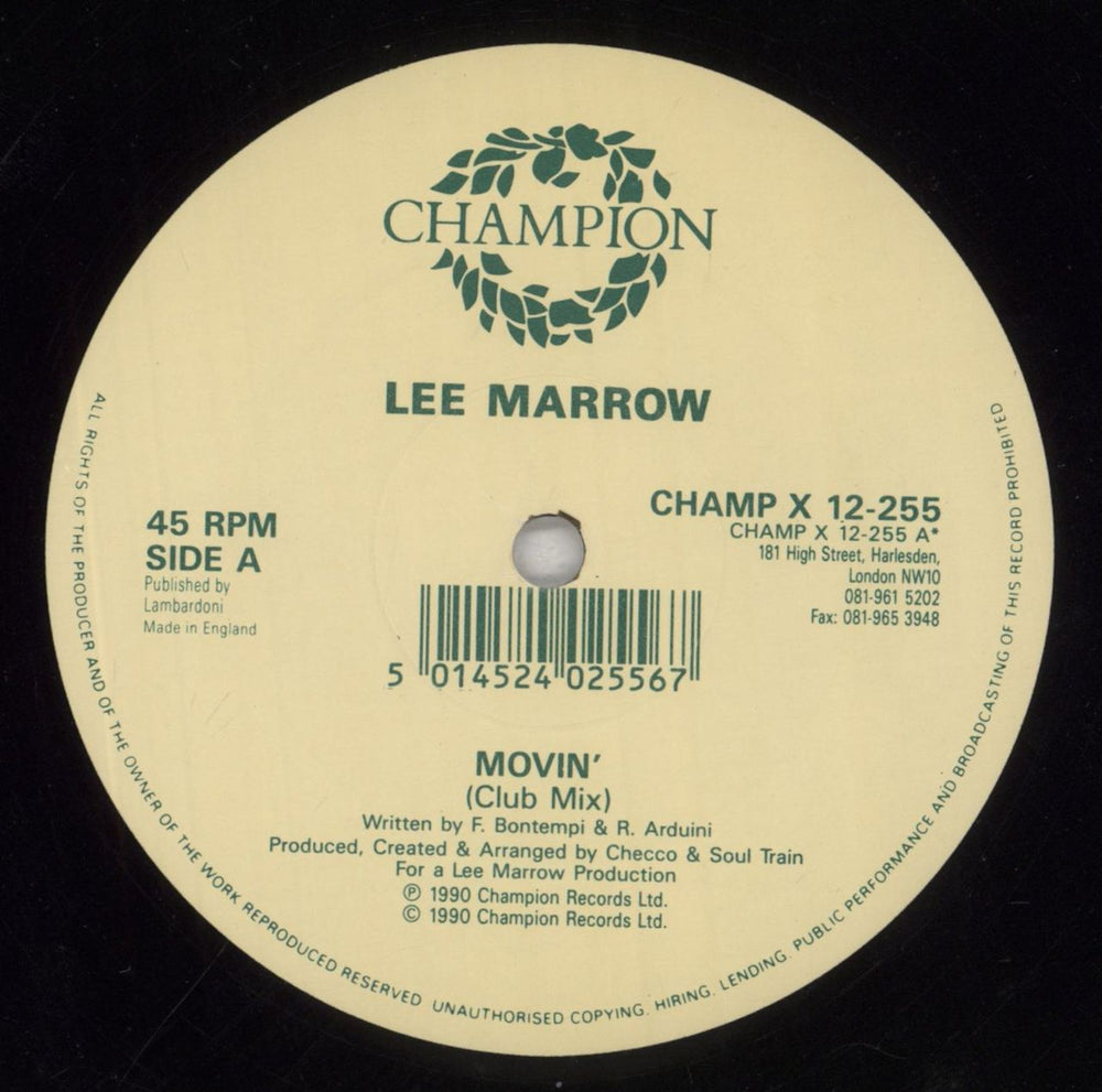 Lee Marrow Movin' / Pain UK 12" vinyl single (12 inch record / Maxi-single) OGE12MO854130