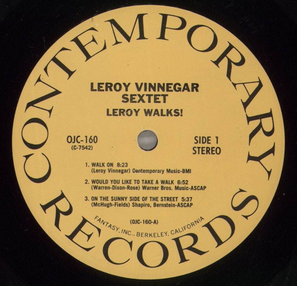 Leroy Vinnegar Leroy Walks! US vinyl LP album (LP record) LJ5LPLE541177