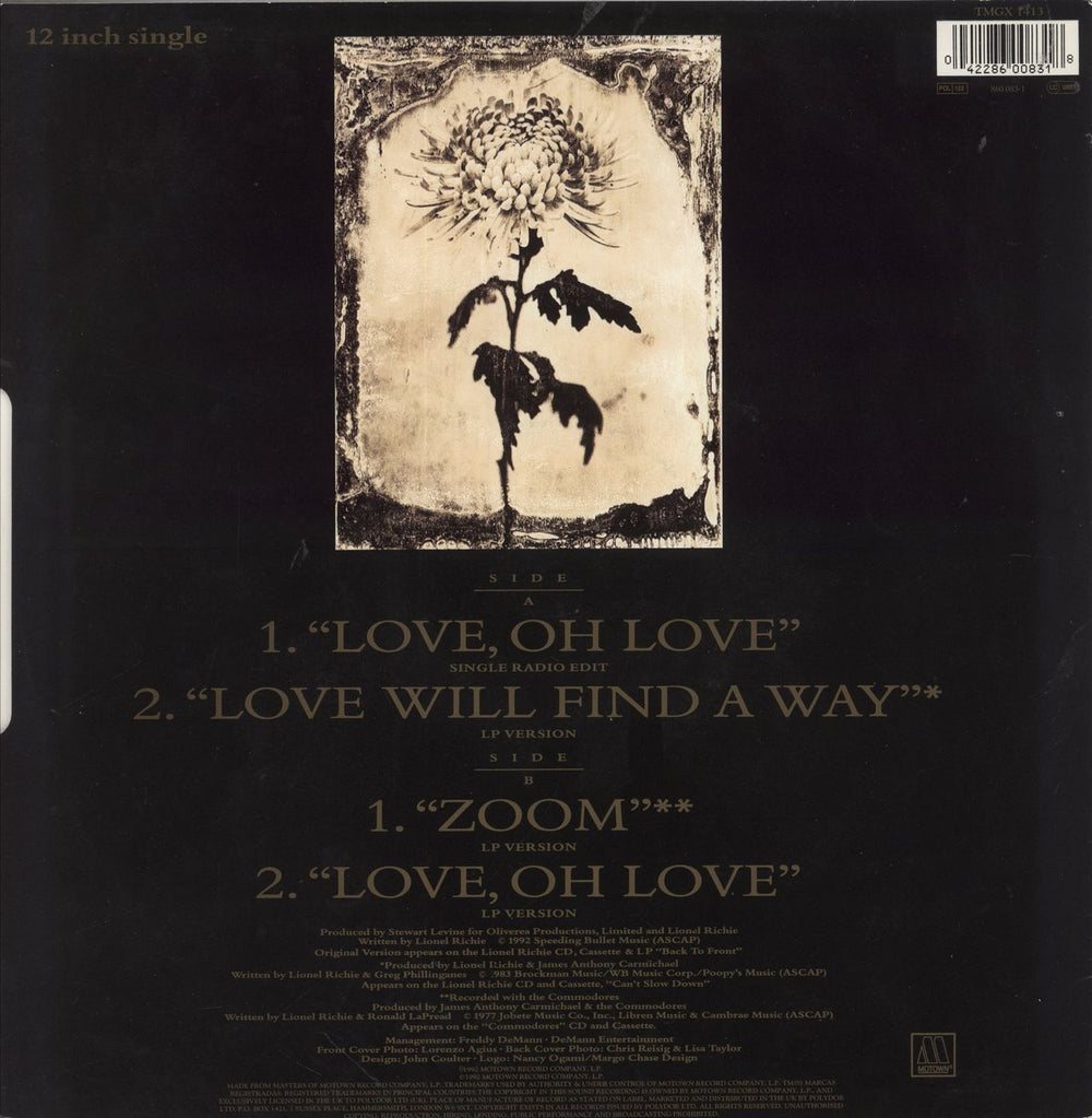 Lionel Richie Love, Oh Love UK 12" vinyl single (12 inch record / Maxi-single) 042286008271