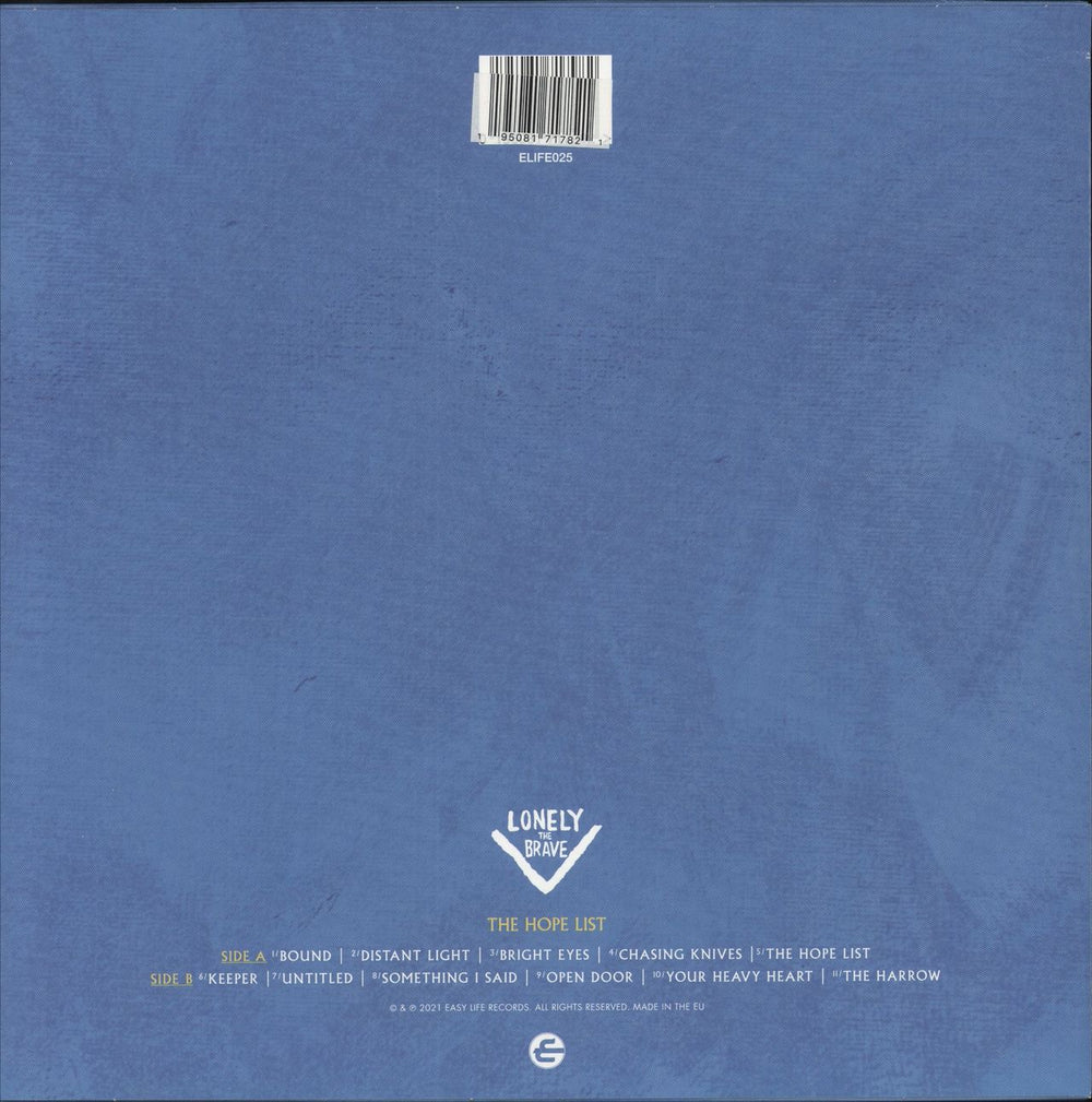 Lonely The Brave The Hope List - Orange & Yellow Vinyl + Slipmat UK vinyl LP album (LP record) 195081717821