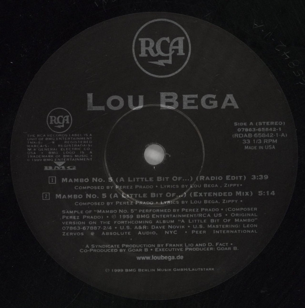 Lou Bega Mambo No.5 US 12" vinyl single (12 inch record / Maxi-single) LBG12MA858740